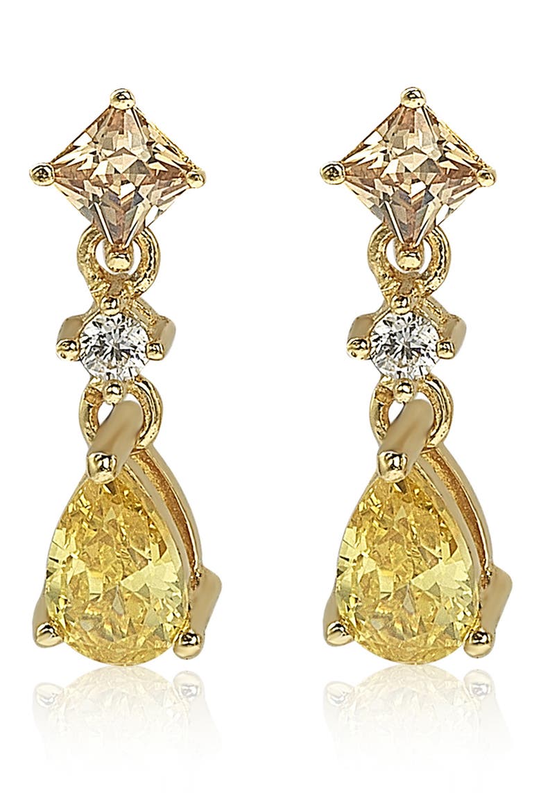 Sterling Silver Yellow CZ Dangle Earrings, Main, color, YELLOW