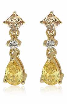 SUZY LEVIAN Sterling Silver Yellow CZ Dangle Earrings