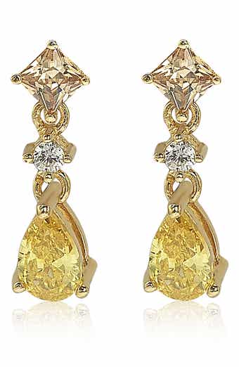 SUZY LEVIAN Sterling Silver Yellow CZ Dangle Earrings
