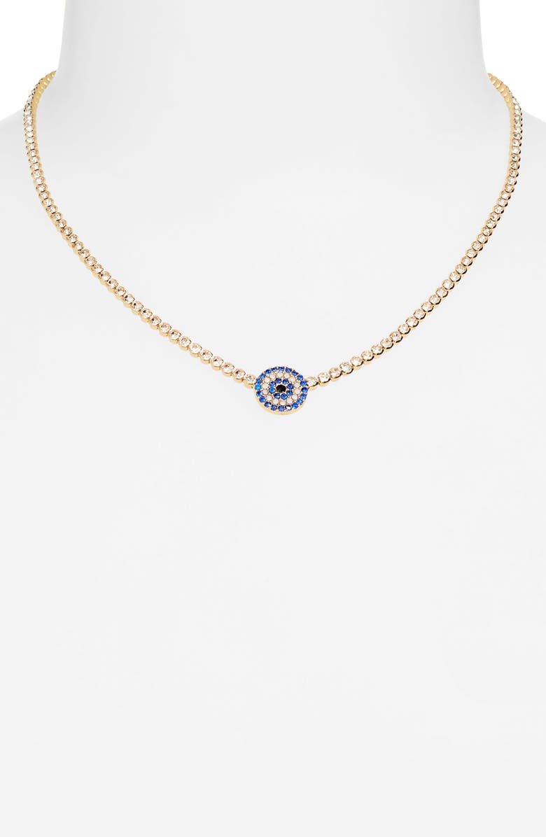 BaubleBar Crystal Evil Eye Pendant Necklace, Alternate, color, 