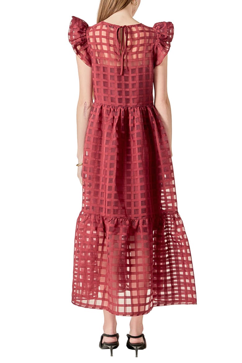 Check Organza Dress, Alternate, color, MAROON