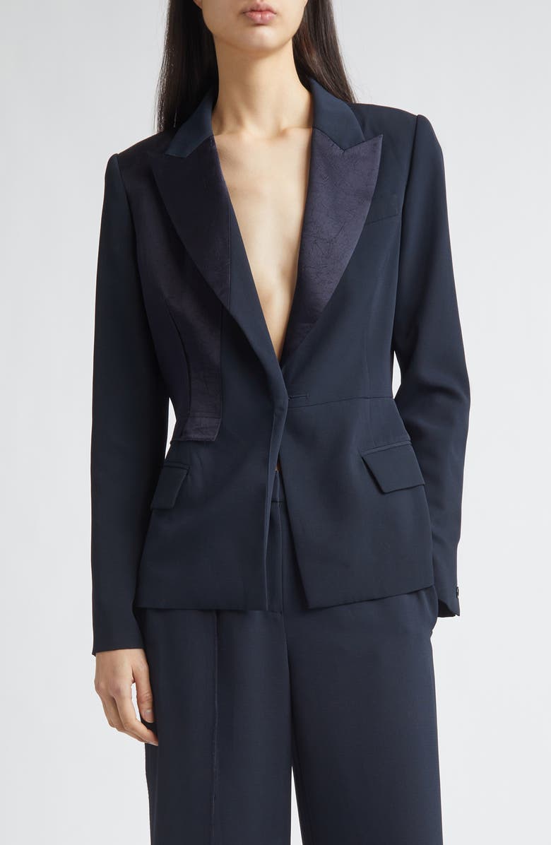 Jason Wu Collection Cady & Washed Twill Blazer, Main, color, Ultra Navy