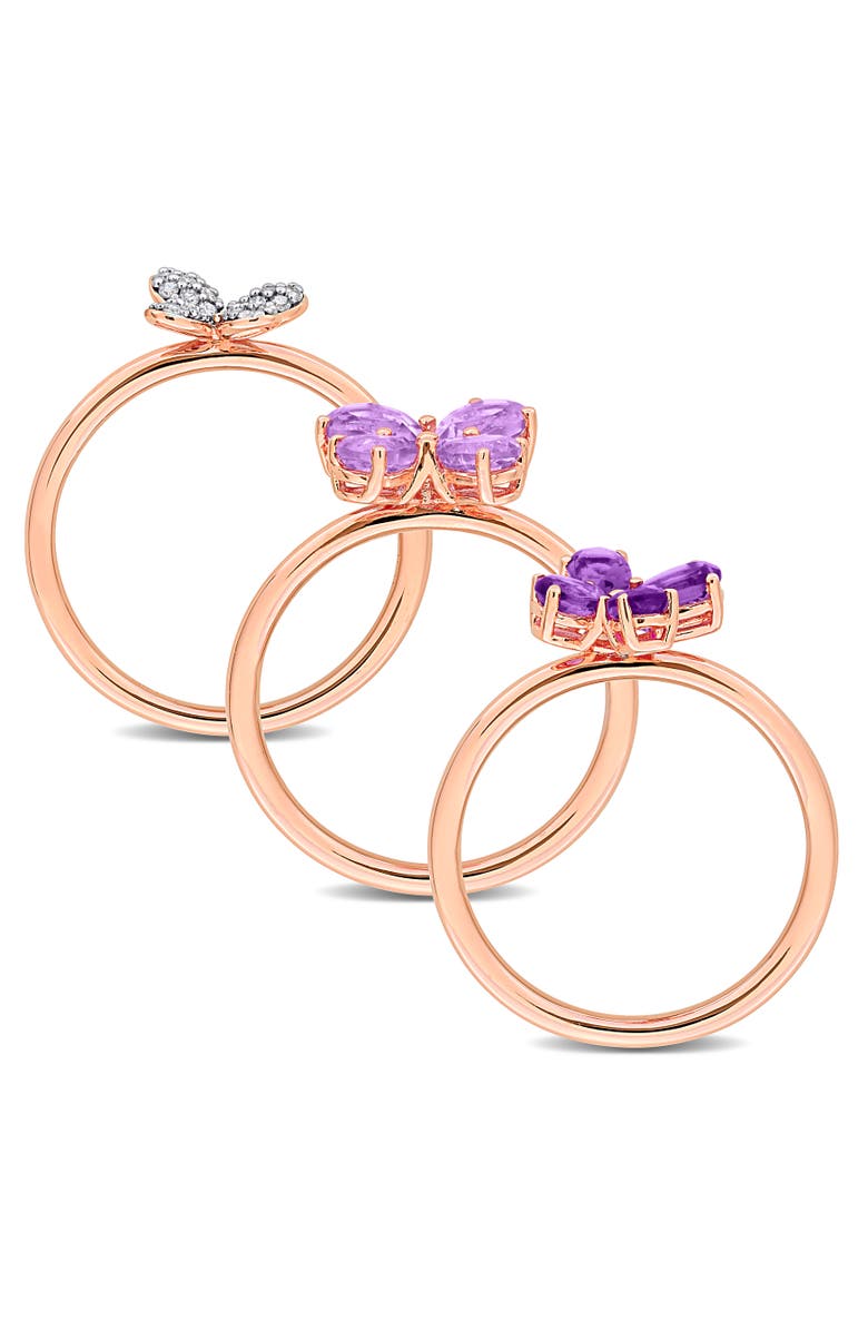 Julianna B. Amethyst & Diamond Floral 3-Piece Ring Set, Alternate, color, Amethyst