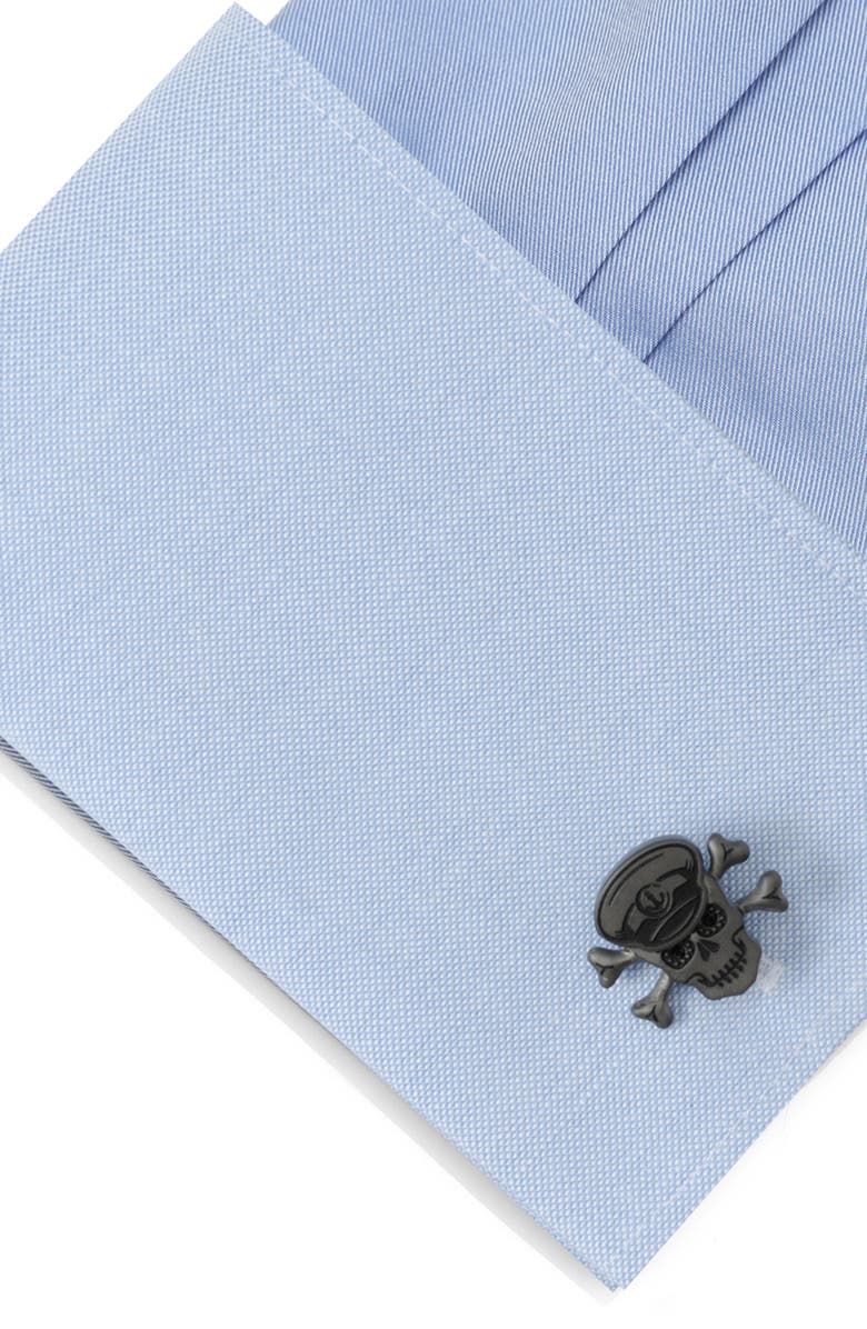 Cufflinks, Inc. Hold Fast Skull & Bones Cuff Links, Alternate, color, Gunmetal