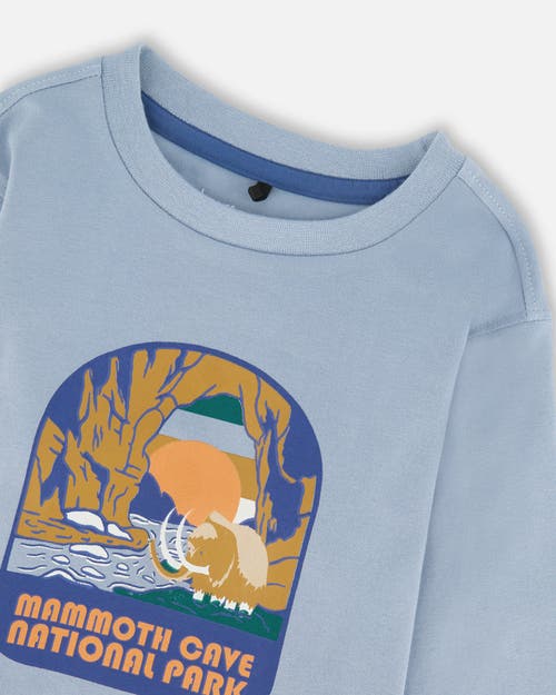 Deux Par Deux Organic Cotton Long Sleeve T-shirt In Blue