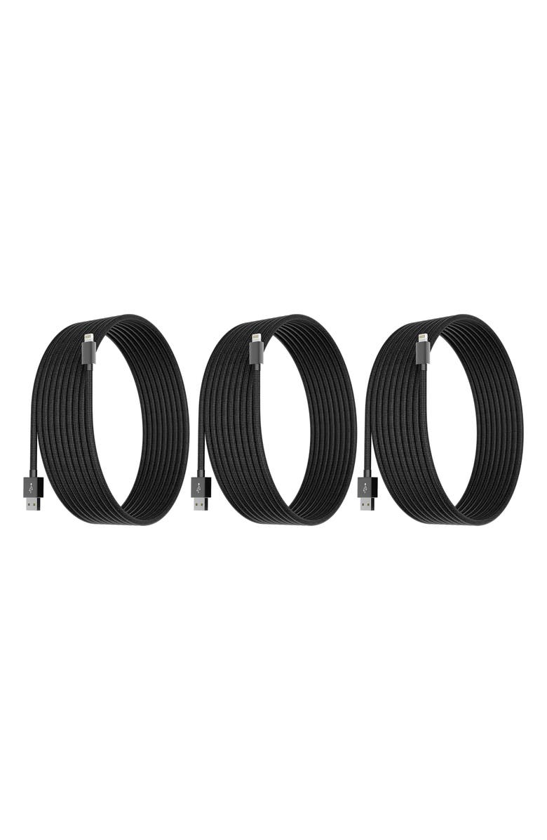 The Posh Tech 3-Pack MFI Lightning Cables, Main, color, Black