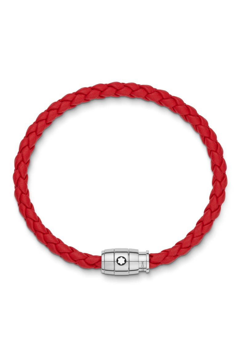 Braided Leather Bracelet, Alternate, color, RED