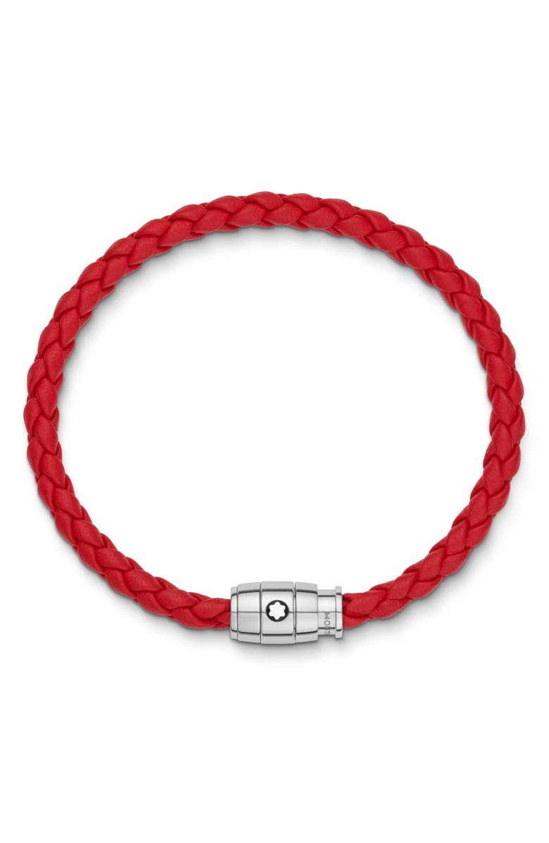 Montblanc Braided Leather Bracelet, Alternate, color, 