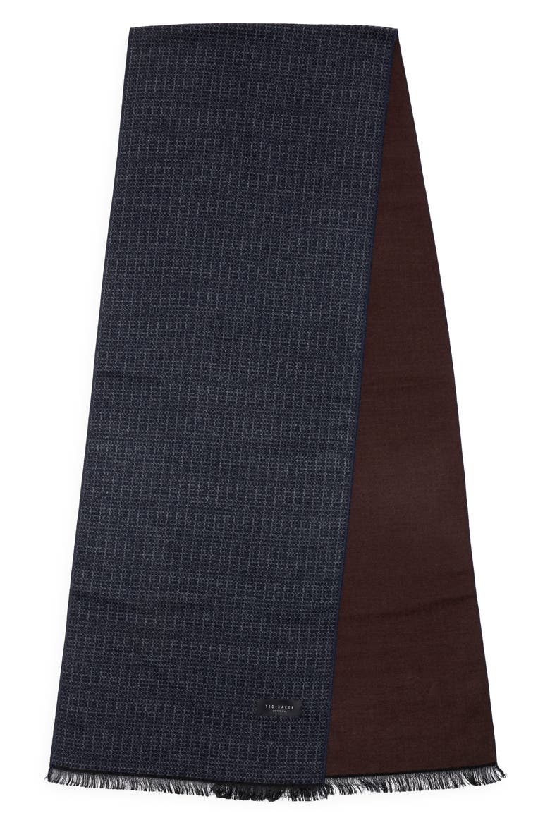 Dotted Silk Reversible Scarf, Alternate, color, NAVY