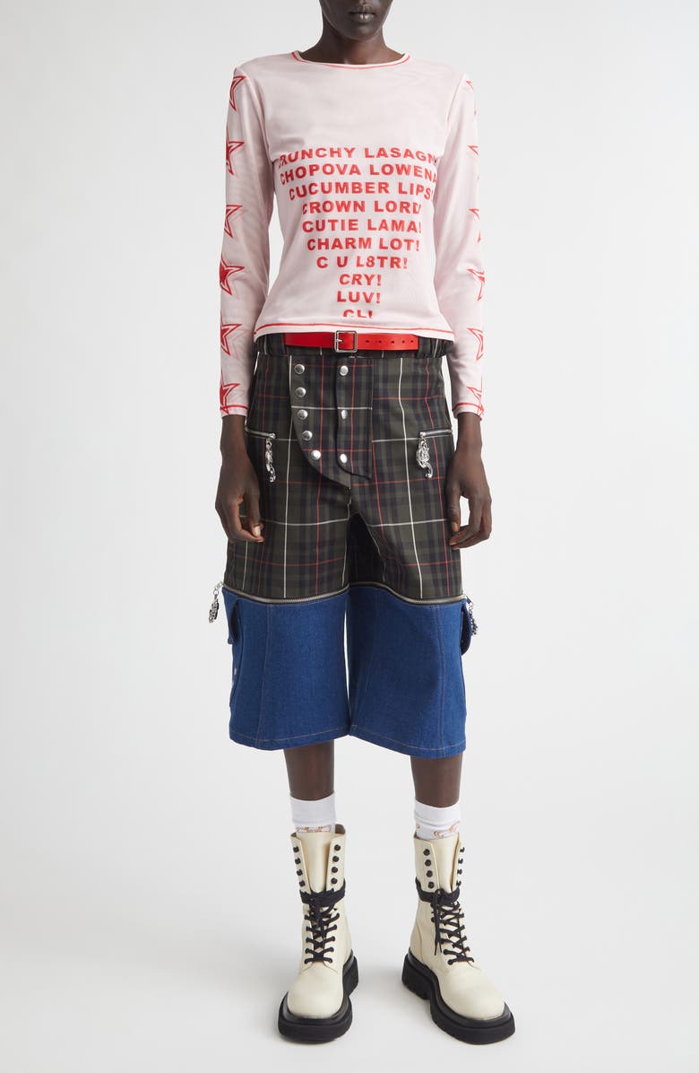 Chopova Lowena Crunchy Lasagna Mesh Top, Alternate, color, White Multi