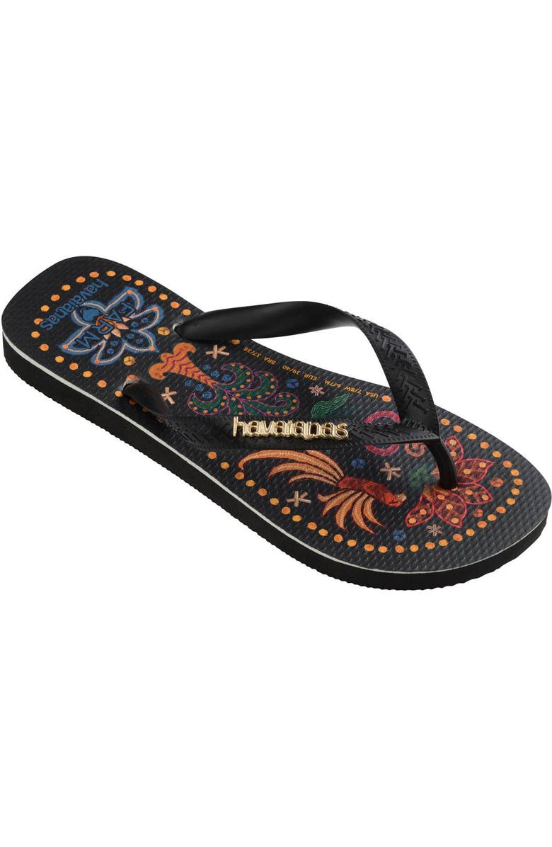 Havaianas x FARM Rio Tropical Flip Flop, Alternate, color, Black