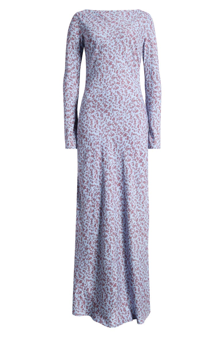 Lilou Floral Long Sleeve Crepe Maxi Dress, Alternate, color, AMARYLLIS FLORAL BLUE