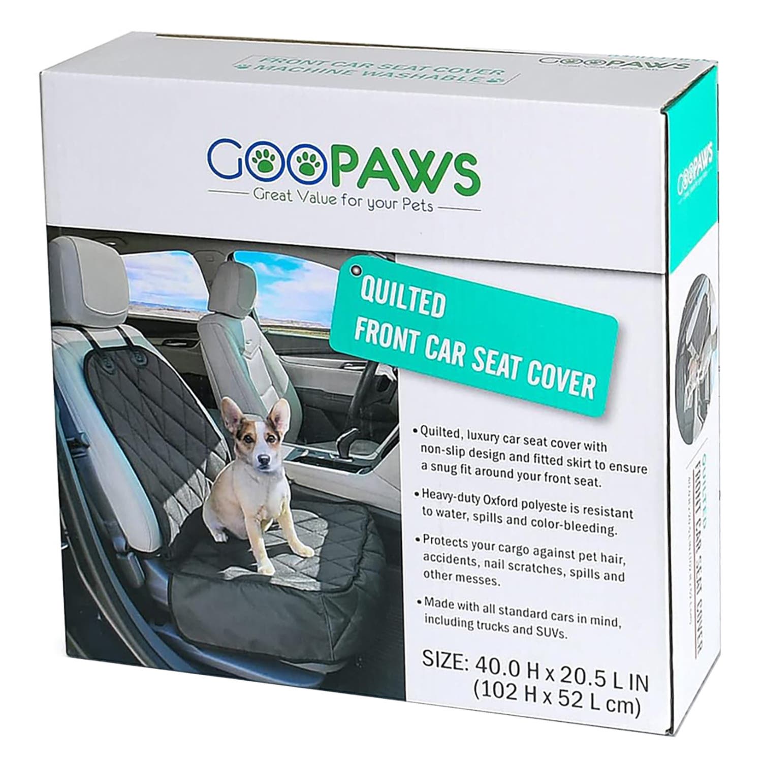 JESPET & Goopaws Quilted Pet Front Car Seat Cover Black in Multicolored 