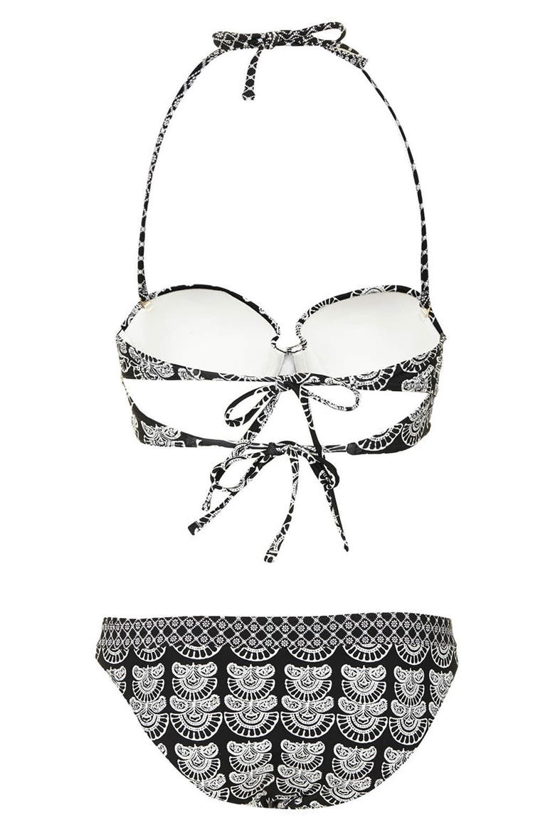 Print Bustier Bikini, Alternate, color, BLACK MULTI