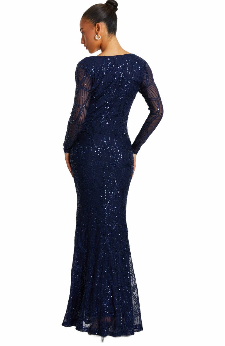 QUIZ Plus Size Sequin Long Sleeve Maxi Dress, Alternate, color, 