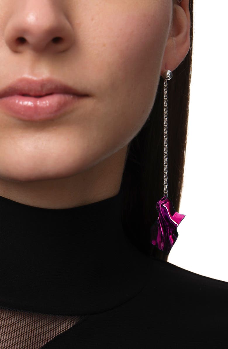 Sterling King Gelsey Fold Drop Earrings, Alternate, color, Fuchsia