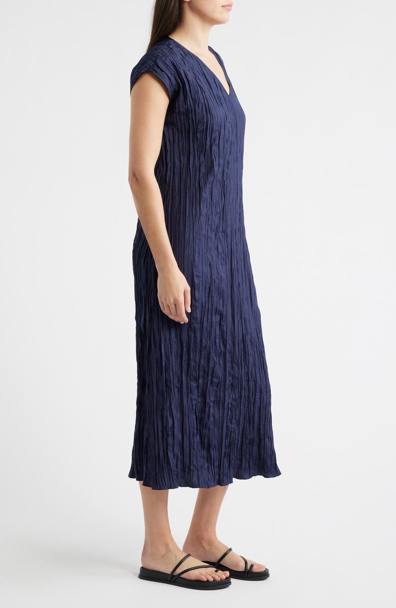 Eileen Fisher Cap Sleeve Silk Maxi Dress, Alternate, color, Ink