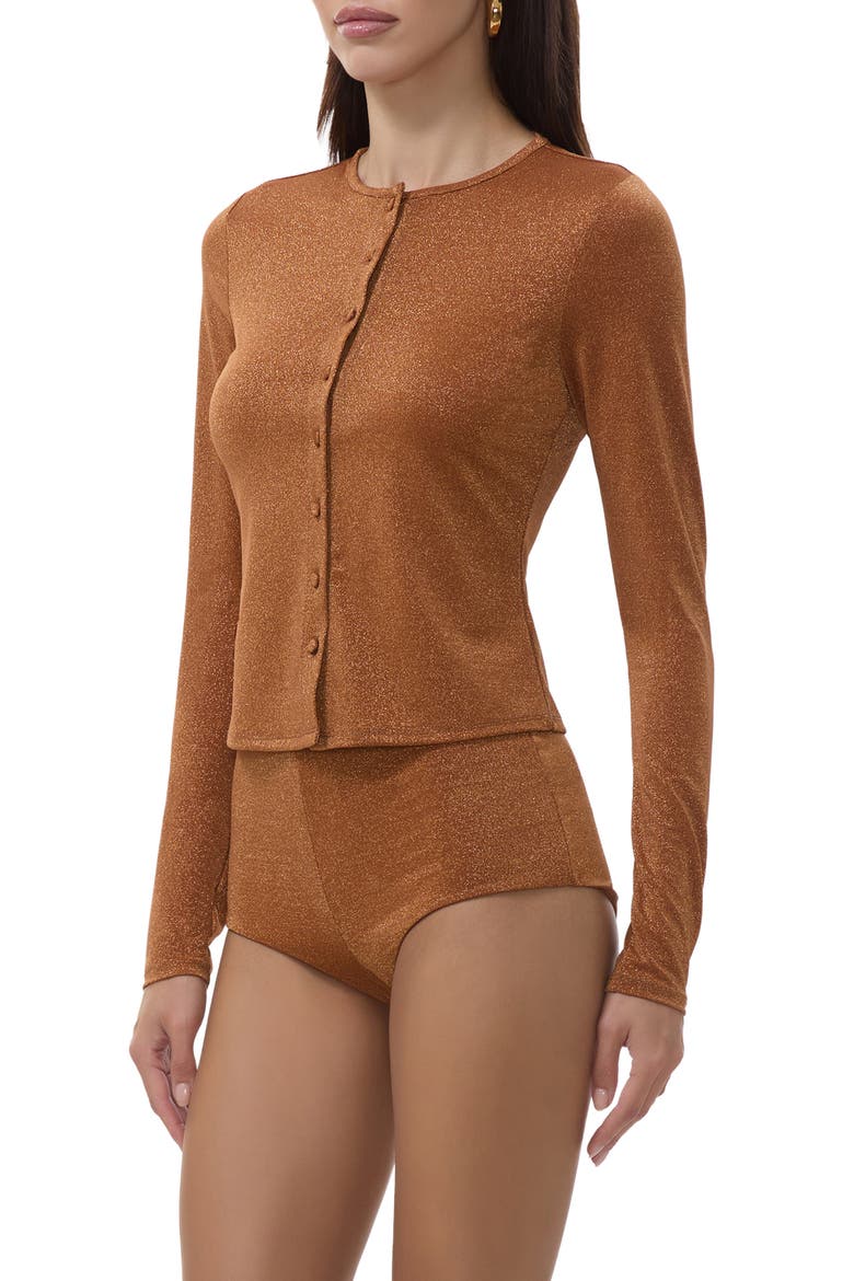 Linda Metallic Cardigan, Alternate, color, BRONZE
