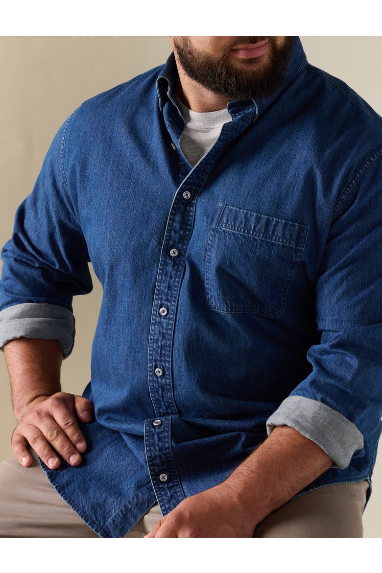 Big & Tall  Denim Sport Shirt, Alternate, color, DARK WASH