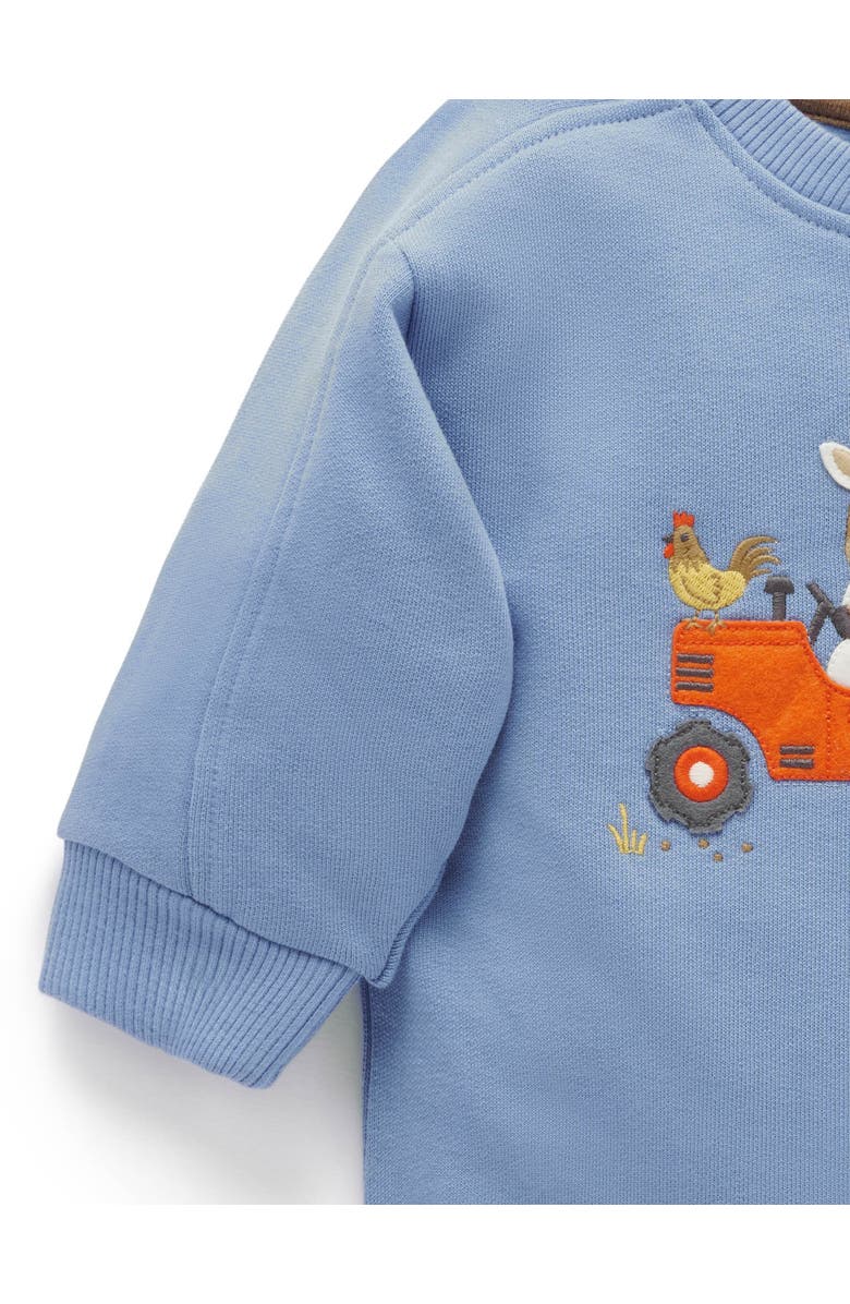 Purebaby Tractor Sweater, Alternate, color, Bluestone