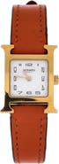 Pre-Owned Hermes Heure H Quartz Watch Plated Metal and Leather 21