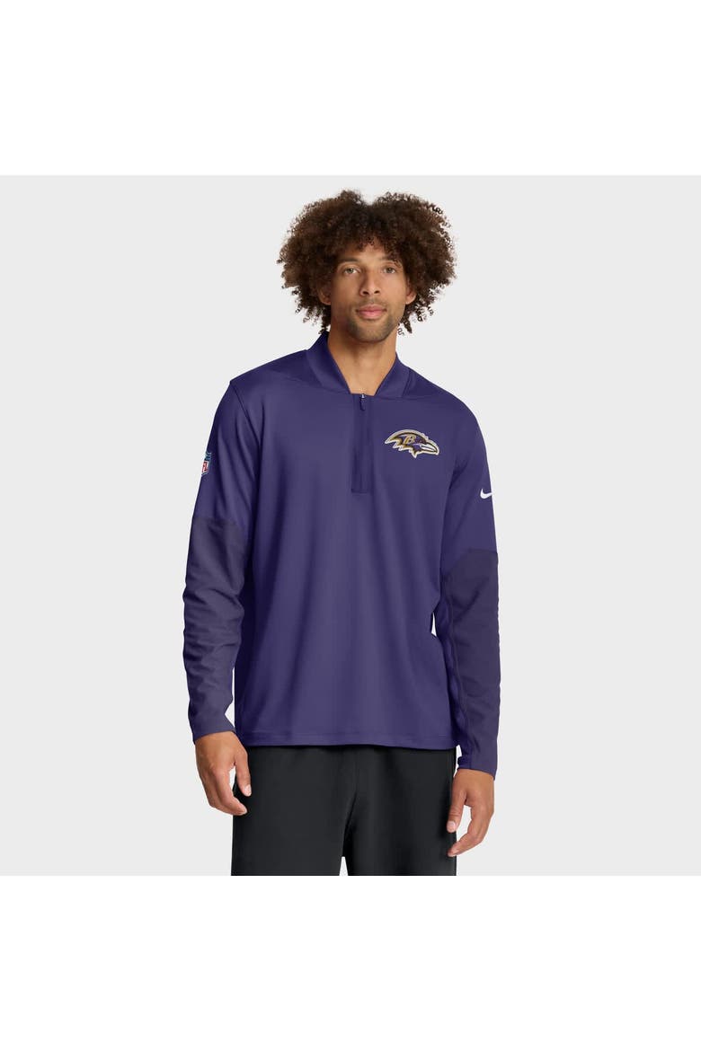 Men's Nike Purple Baltimore Ravens Sideline Dri-FIT Half-Zip Pullover, Main, color, Purple