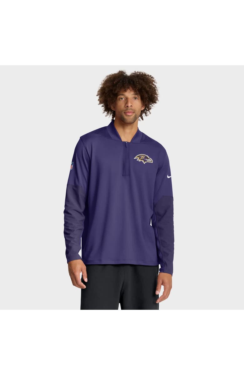 Nike Men's Nike Purple Baltimore Ravens Sideline Dri-FIT Half-Zip Pullover, Main, color, Purple