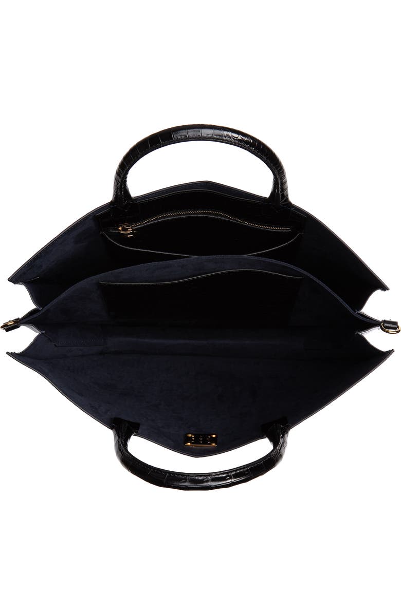 TRADEMARK Collapsing Croc Embossed Calfskin Leather Tote, Alternate, color,