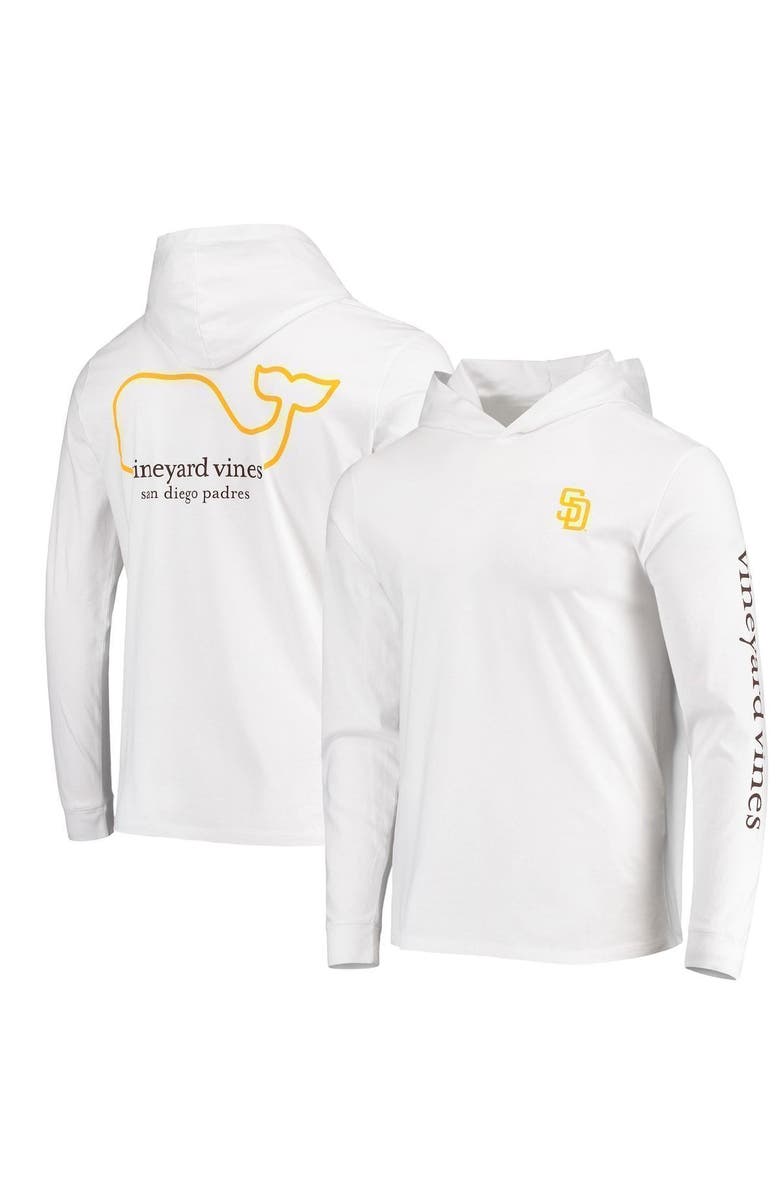 vineyard vines Men's Vineyard Vines White San Diego Padres Logo Hoodie Long Sleeve T-Shirt, Main, color, White