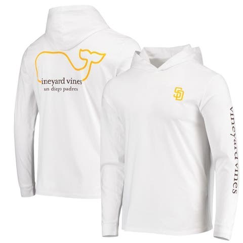 Men's Vineyard Vines White San Diego Padres Logo Hoodie Long Sleeve T-Shirt