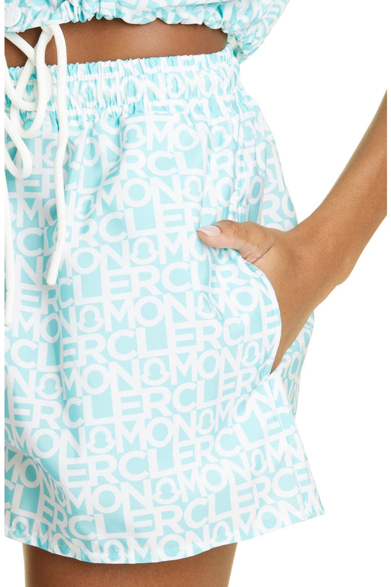 Logo Print Taffeta Shorts, Alternate, color, GREEN MULTI