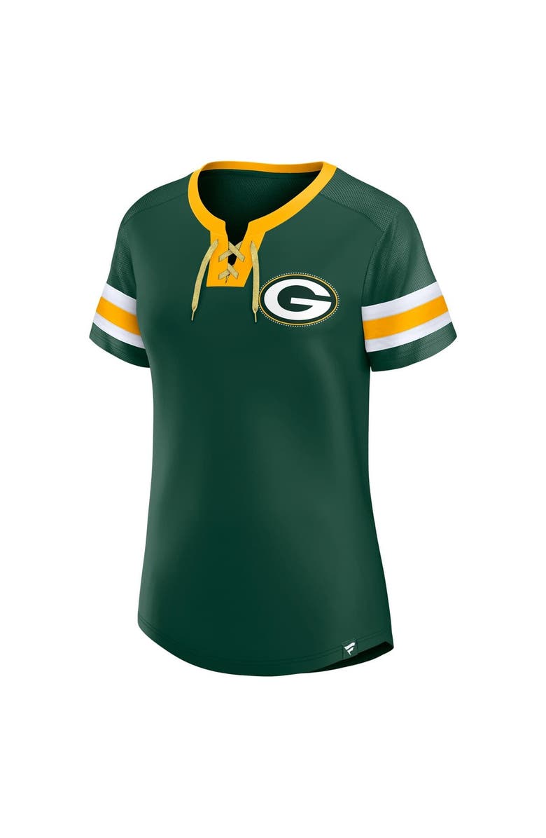FANATICS Women's Fanatics Green Green Bay Packers Bling Athena Jersey Style Lace-up T-Shirt, Alternate, color, Green
