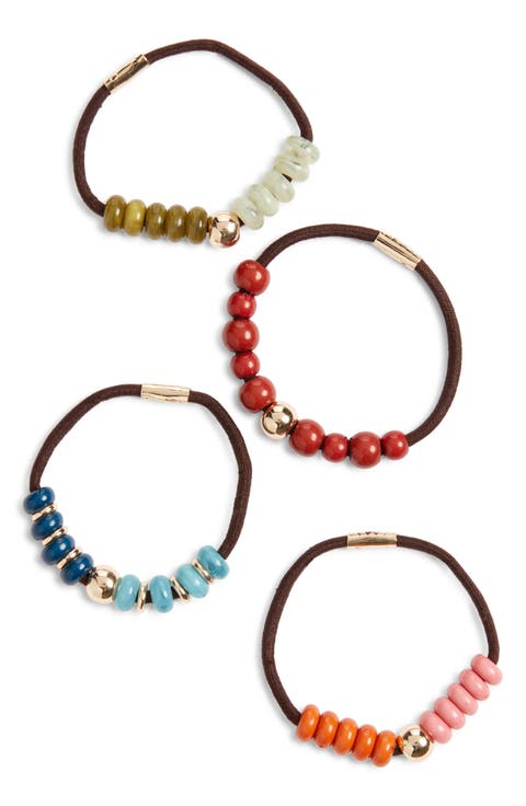 4-Pack Beaded Ponytail Holders