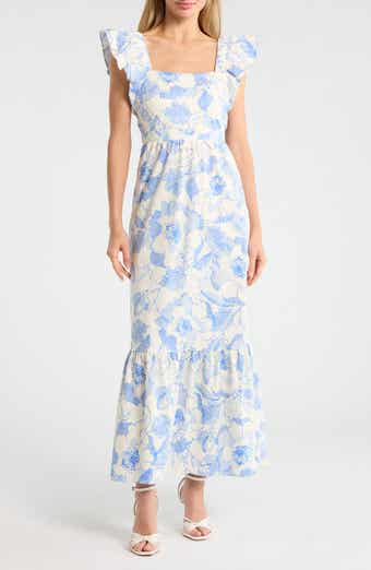 Ruffle Sleeve Square Neck Maxi Dress