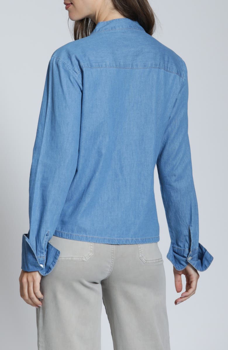APNY Ruffle Placket Denim Shirt, Alternate, color,