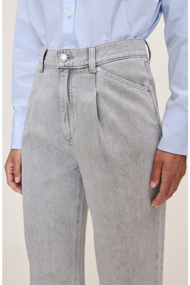 Casie Pleated Mid Rise Wide Leg Jeans, Alternate, color, LIGHT STORM CLOUD