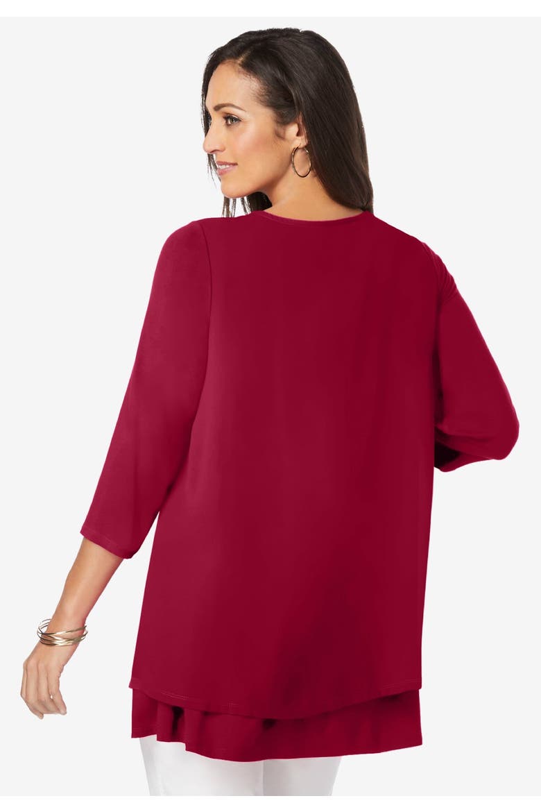 Double Layer Tunic, Alternate, color, RICH BURGUNDY