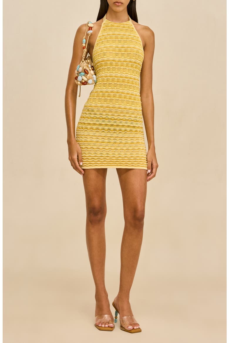 Erina Knit Halter Body-Con Minidress, Main, color, MARIGOLD