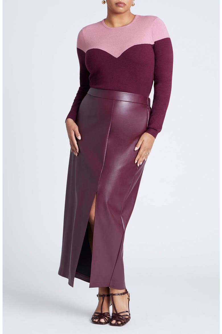 Sweetheart Colorblock Sweater, Alternate, color, CANDY PINK AND MAROON BANNER
