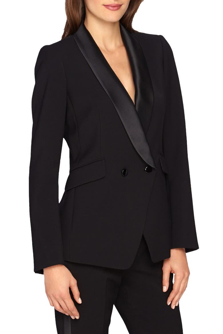 'Stephen' Double Breasted Tuxedo Jacket, Main, color, NOIR