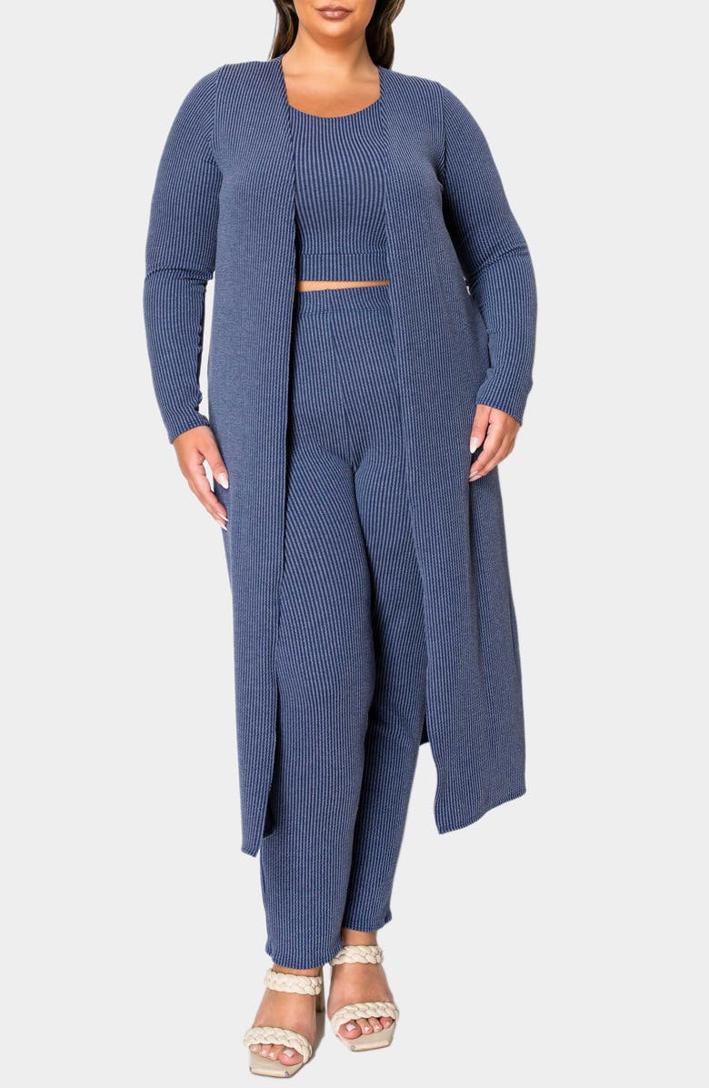 L I V D Luna 3-Piece Rib Lounge Set, Alternate, color, Navy