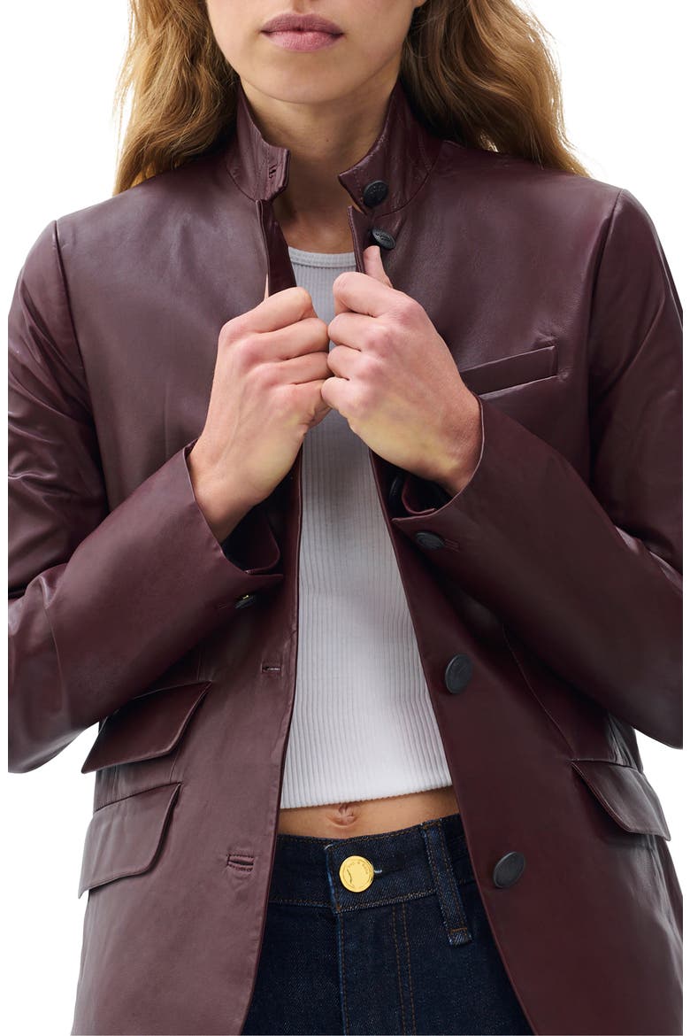 Slade Leather Blazer, Alternate, color, BURGUNDY