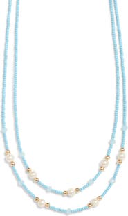Nordstrom Seed Bead & Faux Pearl Layered Necklace