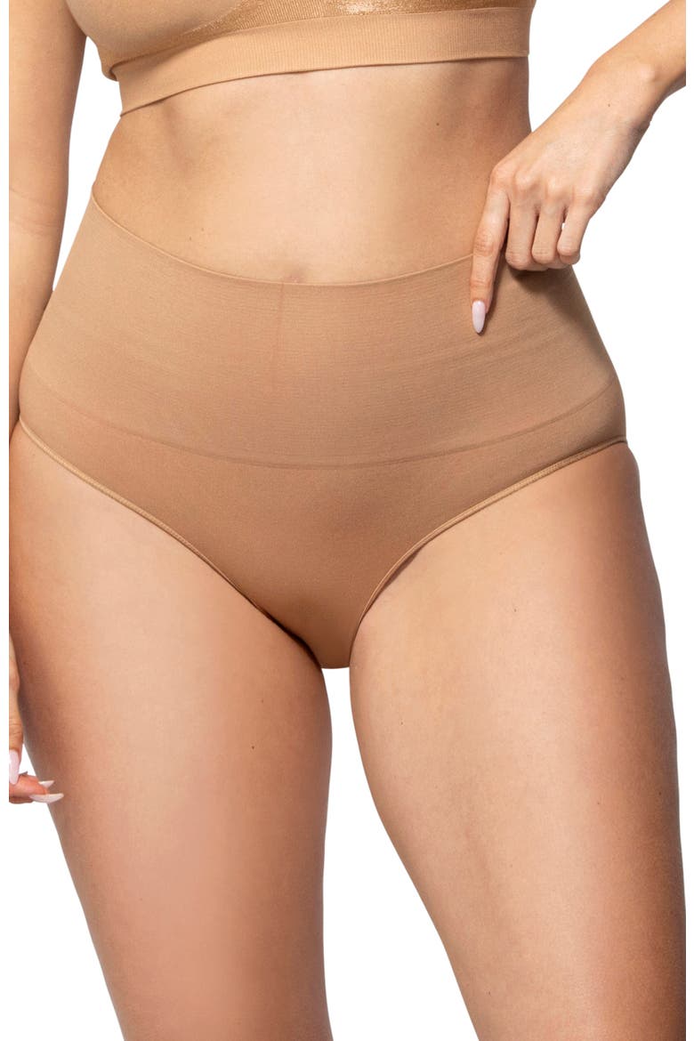 Smoothing At Waist Brief, Main, color, Coffee