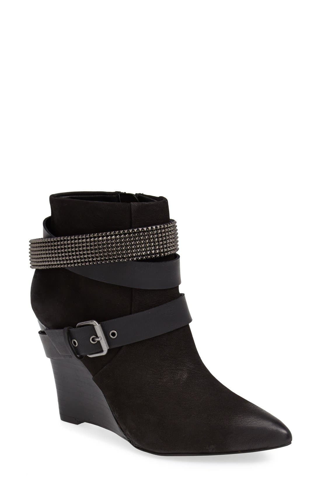 'Andy' Wedge Bootie, Main, color, BLACK