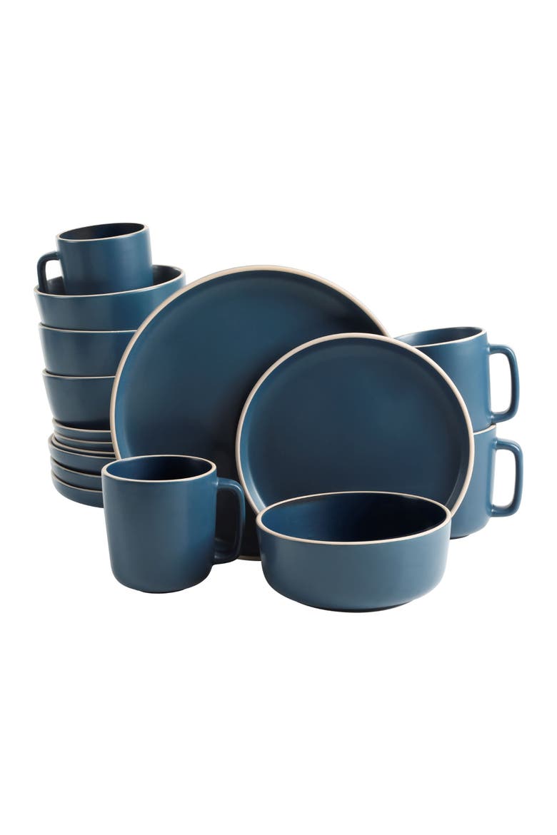 Zuma 16-Piece Matte Stoneware Dinnerware Set, Main, color, Cobalt