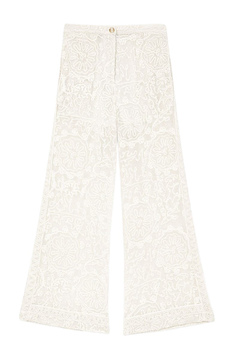 maje Guipure lace trousers, Alternate, color, Ecru