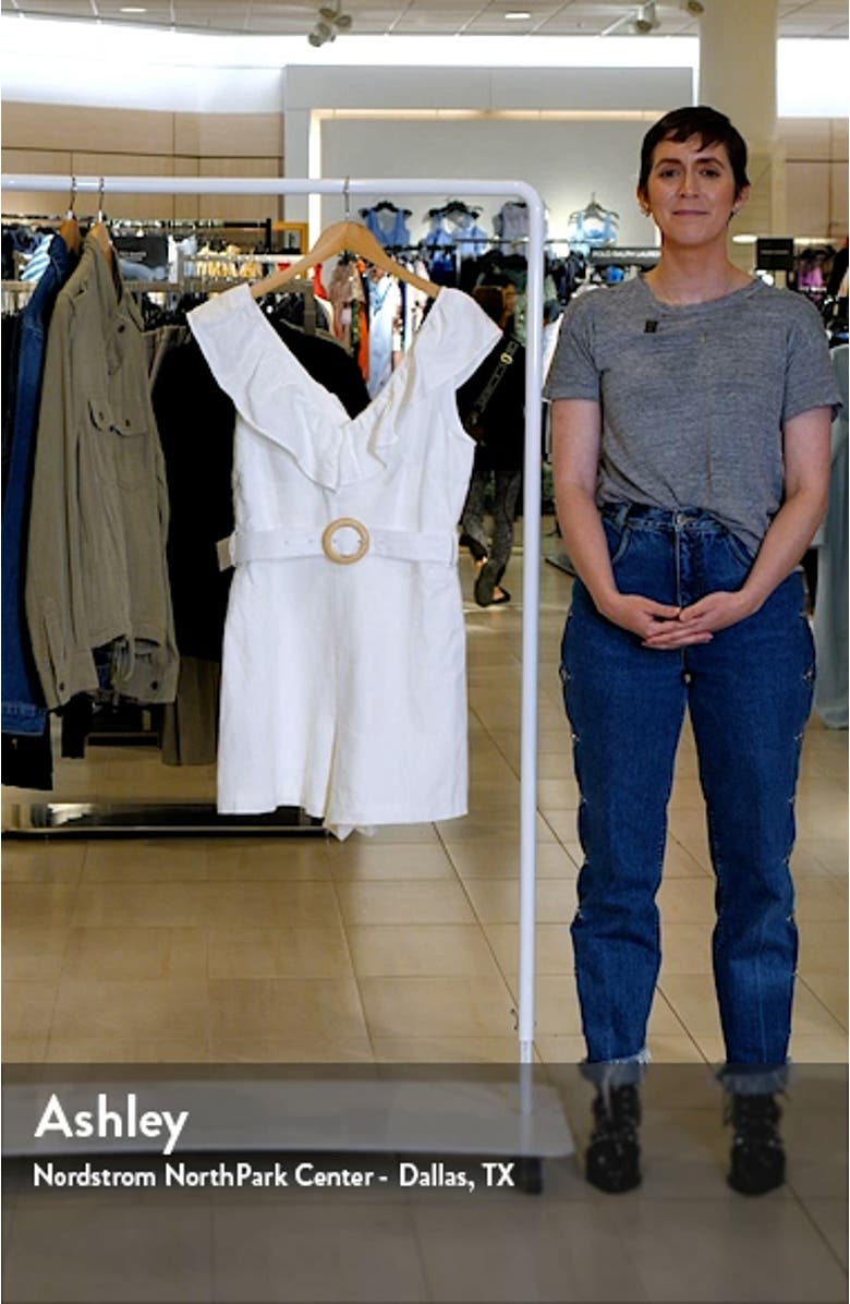 Ruffle Belted Linen Romper, sales video thumbnail