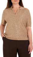 NIC+ZOE Anytime Sequin Polo Sweater