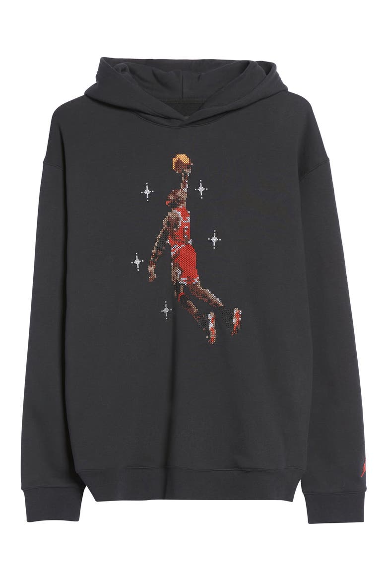 Essential Fleece Graphic Hoodie, Alternate, color, BLACK